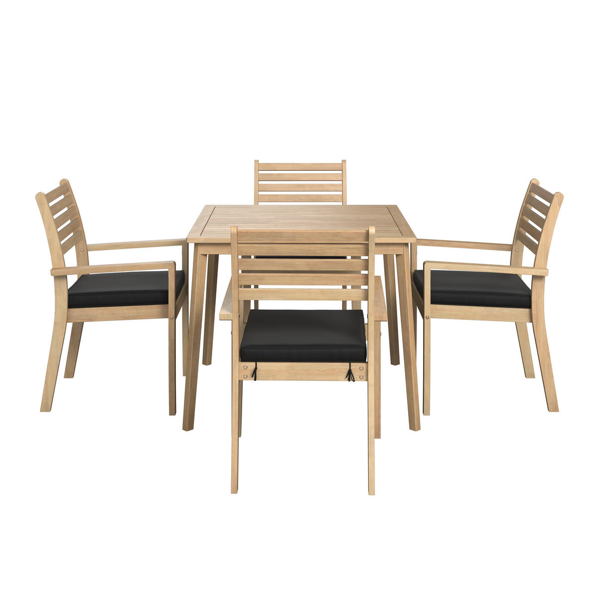 GARTENTISCHGRUPPE Akazie massiv  - Teakfarben, Natur, Holz/Kunststoff (160/75/90cm) - Ambia Garden