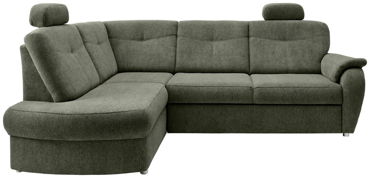 ECKSCHLAFSOFA in Chenille Dunkelgrün  - Chromfarben/Dunkelgrün, Modern, Kunststoff/Textil (180/264cm) - Livetastic