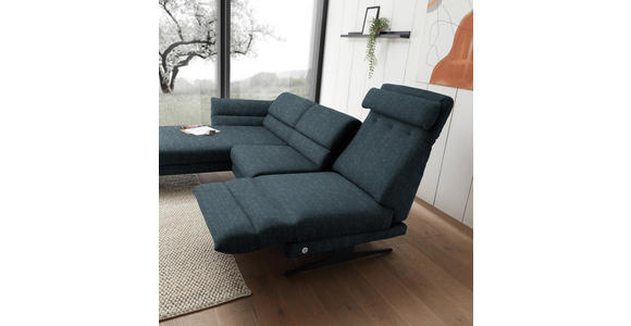 ECKSOFA Petrol Flachgewebe  - Petrol/Schwarz, Design, Textil/Metall (176-217/279-327cm) - Dieter Knoll