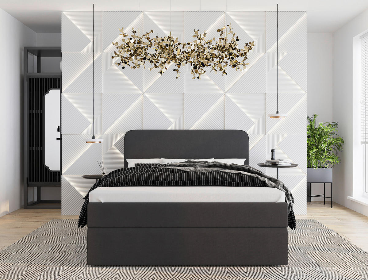 PAT TIP BOXSPRING FĂRĂ ARCURI 140/200 cm  antracit  - culoare natur/antracit, Modern, plastic/lemn (140/200cm) - MID.YOU