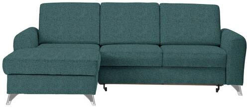 ECKSOFA in Flachgewebe Petrol  - Silberfarben/Petrol, Design, Textil/Metall (167/244cm) - Cantus