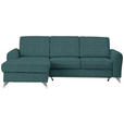 ECKSOFA in Flachgewebe Petrol  - Silberfarben/Petrol, Design, Textil/Metall (167/244cm) - Cantus