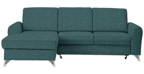 ECKSOFA in Flachgewebe Petrol  - Silberfarben/Petrol, Design, Textil/Metall (167/244cm) - Cantus