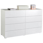 SIDEBOARD  in 140/85/44 cm  - Weiß Hochglanz/Alufarben, Design, Holzwerkstoff/Kunststoff (140/85/44cm) - Carryhome