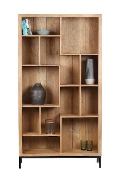 REGAL  100/186/36 cm Naturfarben  - Schwarz/Naturfarben, Design, Holz/Metall (100/186/36cm) - Livetastic