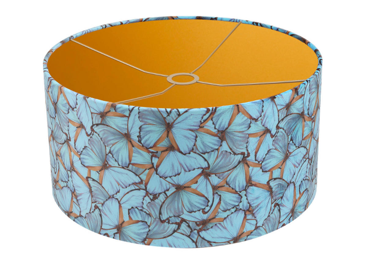 LEUCHTENSCHIRM Velour 40/40/35 cm  - Blau, Basics, Textil/Metall (40/40/35cm)