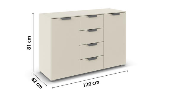 KOMMODE  in 120/81/42 cm  - Chromfarben/Champagner, Design, Holzwerkstoff/Metall (120/81/42cm) - Carryhome