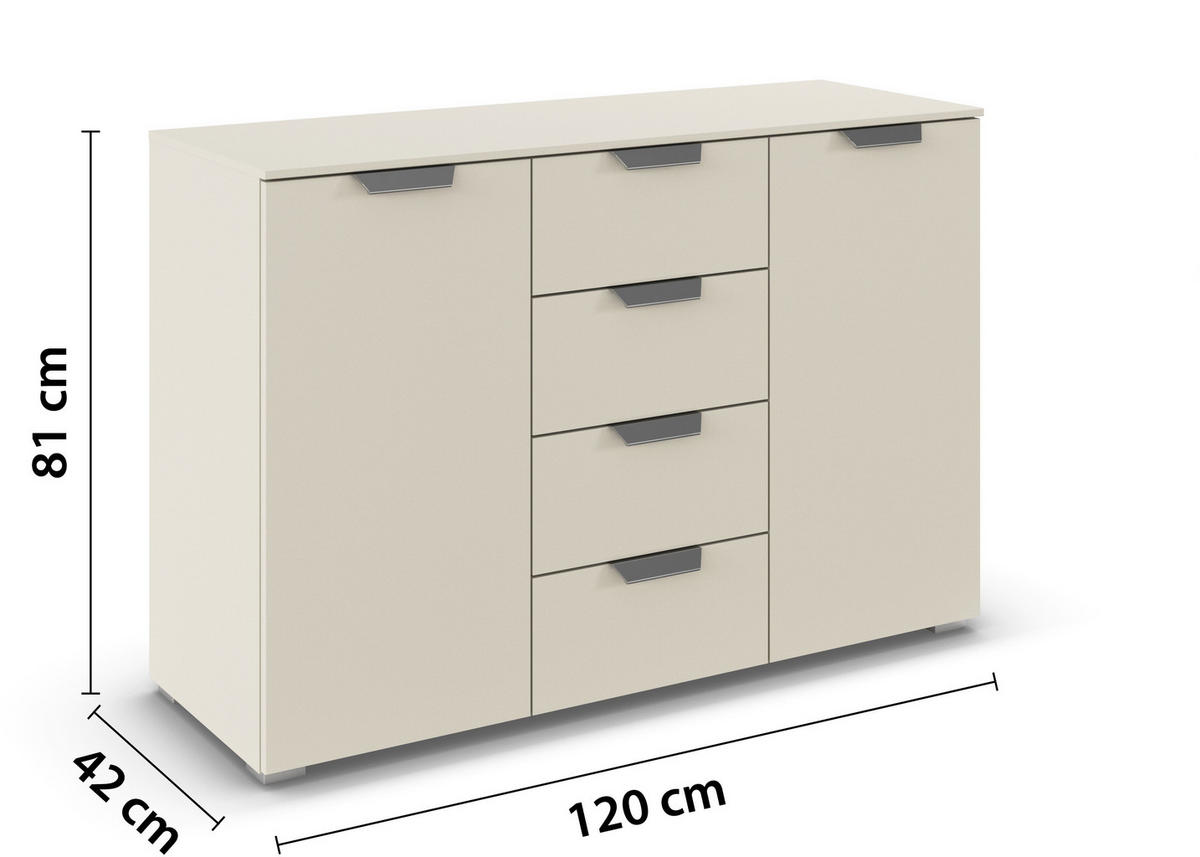 KOMMODE  in 120/81/42 cm  - Chromfarben/Champagner, Design, Holzwerkstoff/Metall (120/81/42cm) - Carryhome
