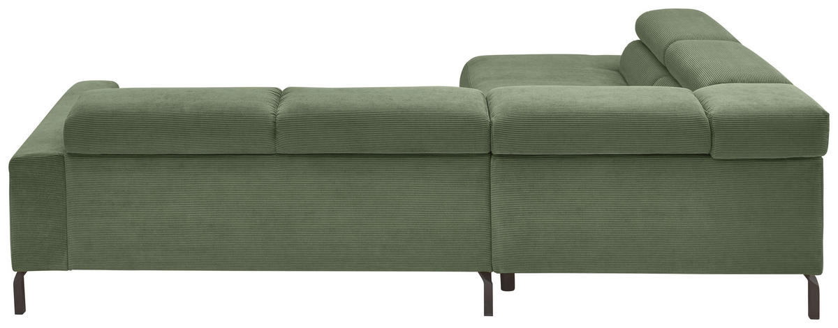 ECKSOFA in Feincord Olivgrün  219/273 cm  - Schwarz/Olivgrün, Design, Textil/Metall (219/273cm) - Pure Home Lifestyle
