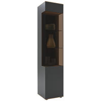 VITRINE in vollmassiv Kerneiche Anthrazit, Eichefarben  - Eichefarben/Anthrazit, Design, Glas/Holz (43/205/44cm) - Valnatura