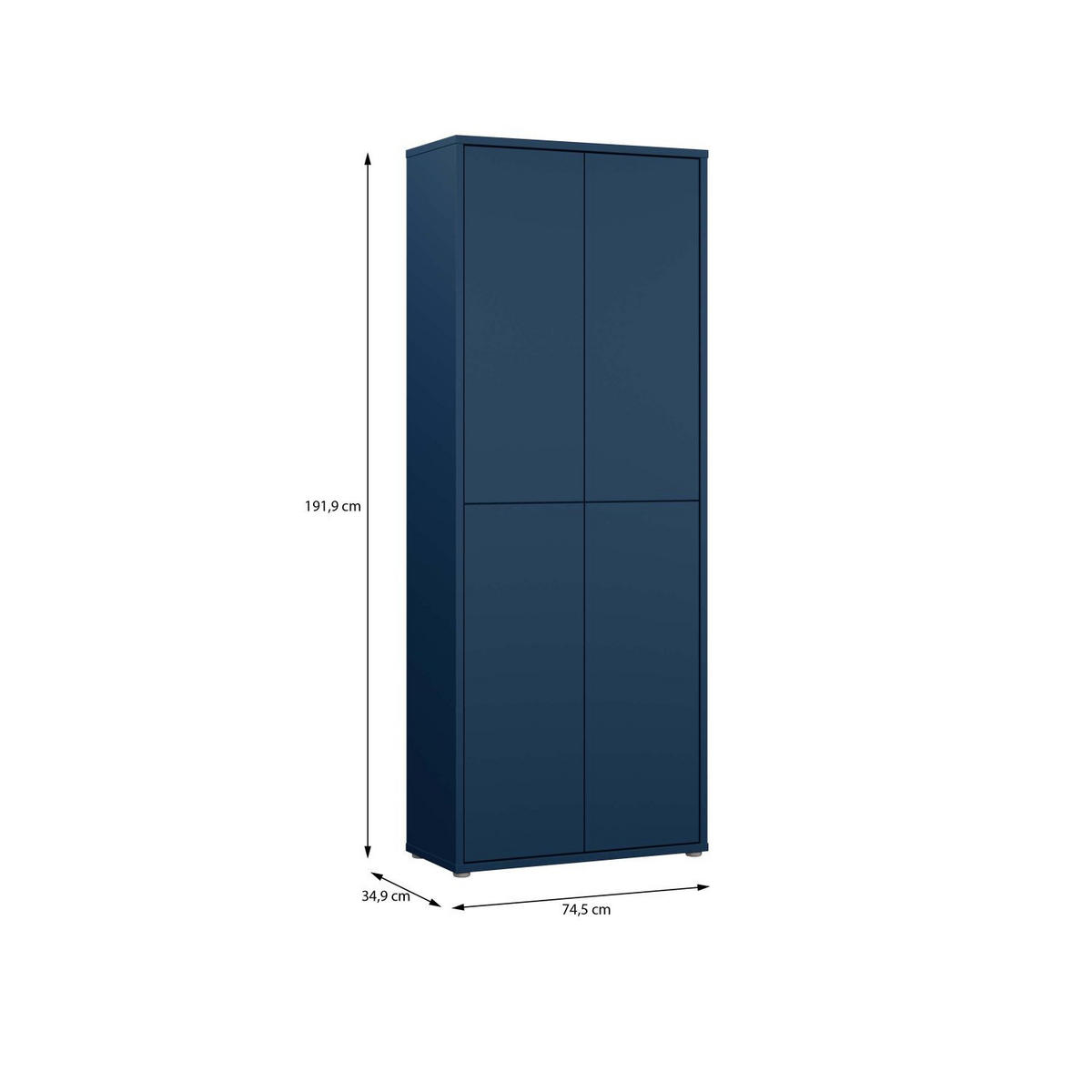 SCHUHSCHRANK Dunkelblau  - Dunkelblau/Grau, MODERN, Holzwerkstoff/Kunststoff (74,5/191,9/34,9cm) - Modern Living