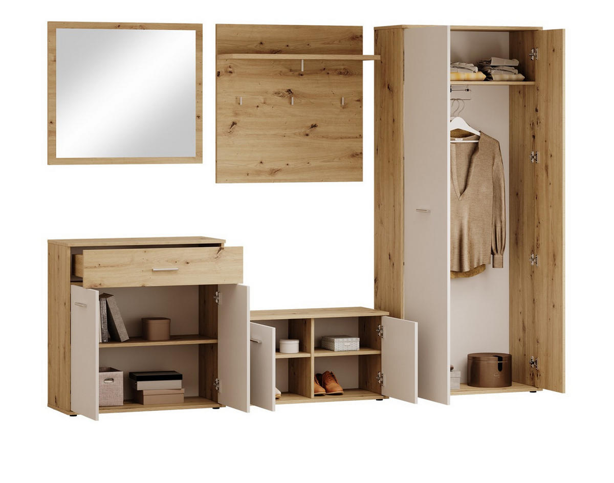 GARDEROBE - Weiß/Eiche Artisan, Design, Holzwerkstoff (260/190/35cm) - MID.YOU
