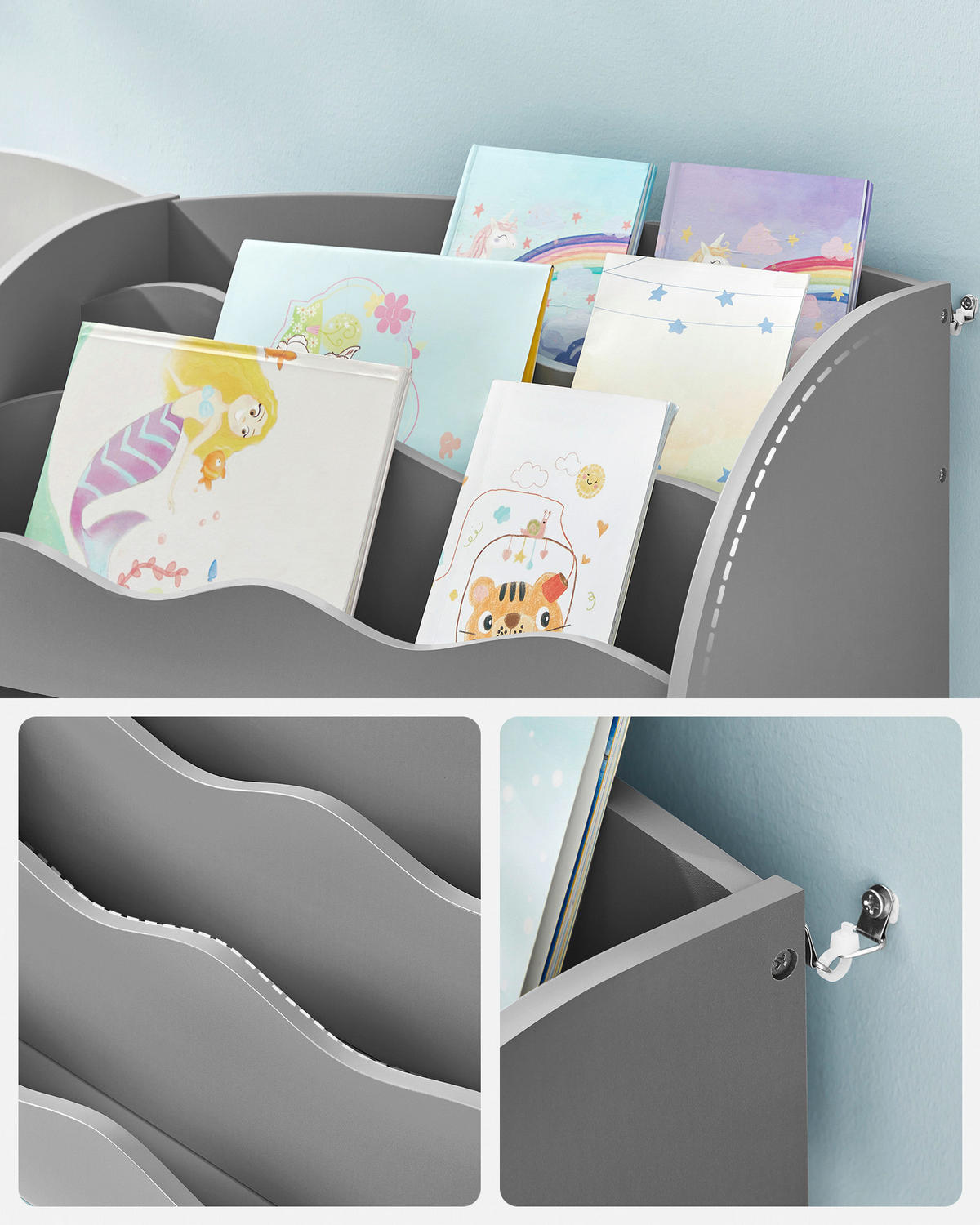 KINDERREGAL 62,5/70,2/29,5 cm  - Grau, MODERN, Holzwerkstoff/Textil (62,5/70,2/29,5cm) - MID.YOU