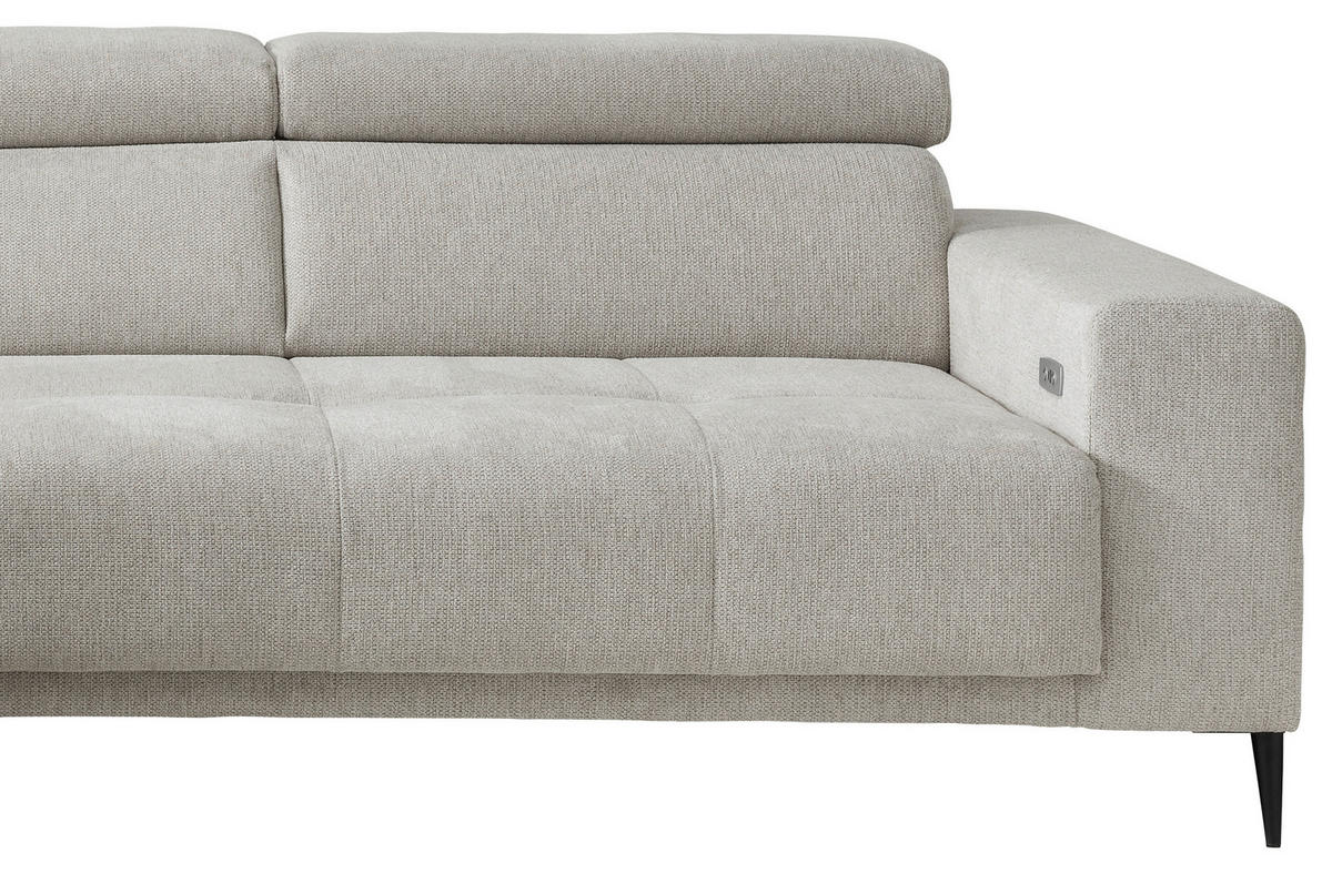 ECKSOFA Chenille Beige  - Beige/Schwarz, Konventionell, Textil/Metall (225/305cm) - Livetastic