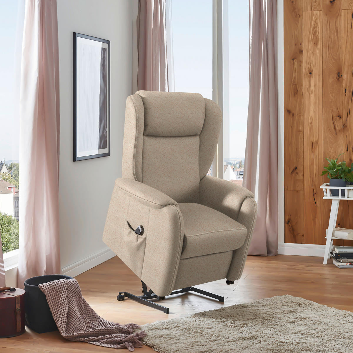 OHRENSESSEL in Mikrofaser Creme  - Creme/Schwarz, Konventionell, Textil (85/117/84cm) - Cantus