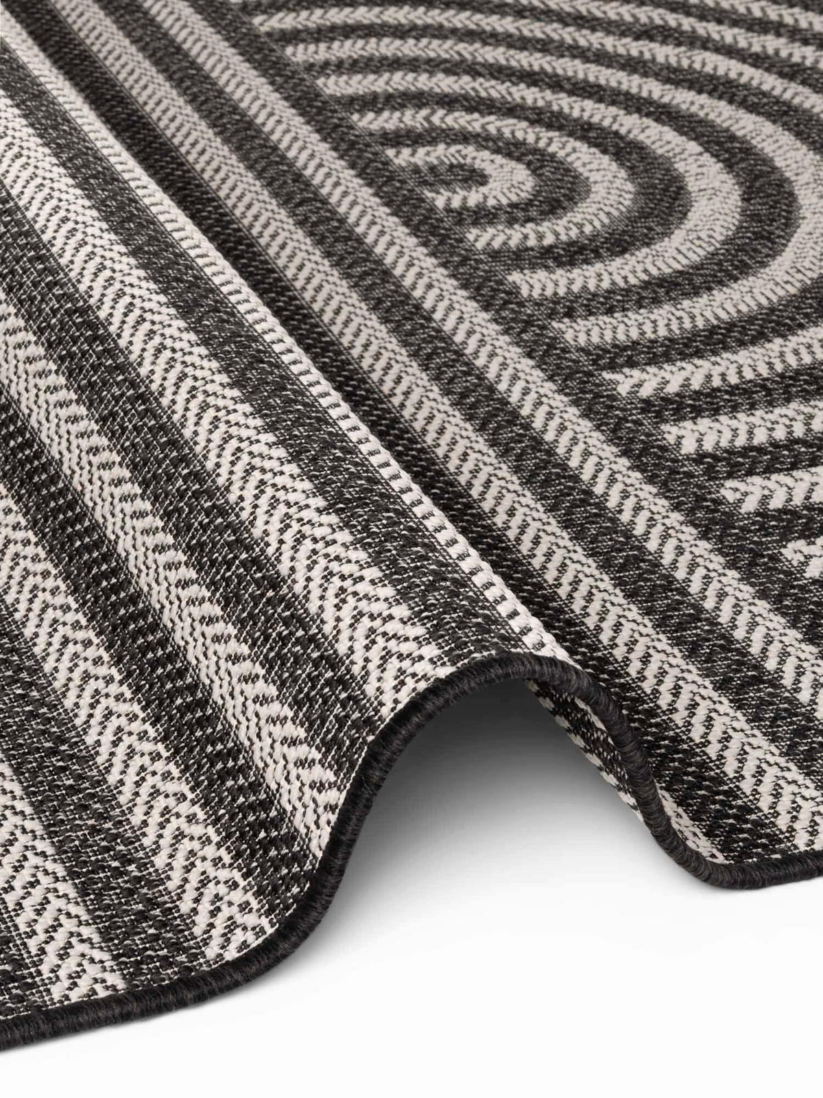 FLACHWEBETEPPICH 160/230 cm Haringey Schwarz, Weiß oval  - Schwarz/Weiß, Design, Kunststoff (160/230cm)