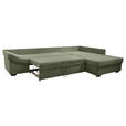 ECKSOFA in Cord Olivgrün  - Salbeigrün/Schwarz, KONVENTIONELL, Holz/Textil (298/202cm) - Carryhome