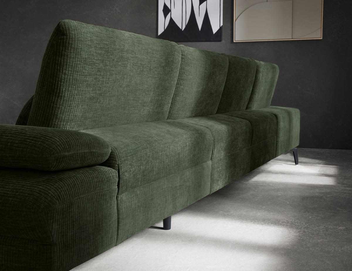 WOHNLANDSCHAFT in Webstoff Olivgrün  - Schwarz/Olivgrün, Design, Textil/Metall (208/354/157cm) - Dieter Knoll