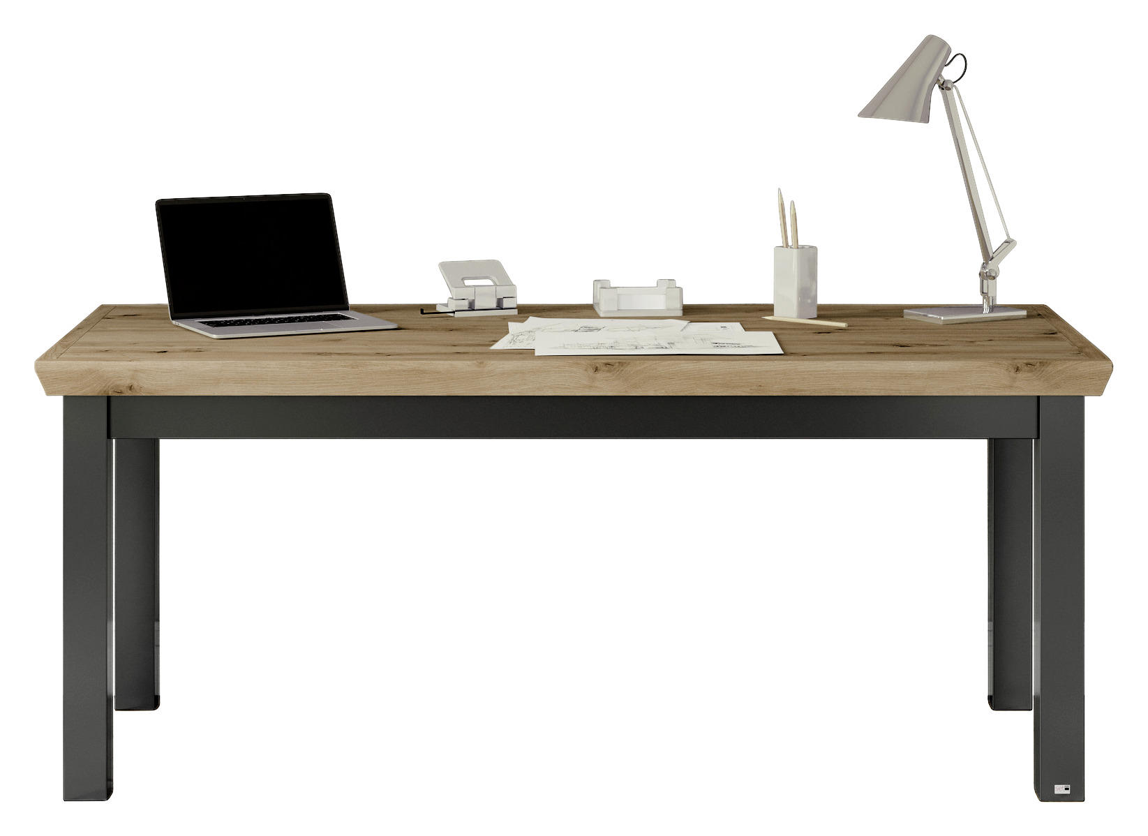 SCHREIBTISCH 180/80/74,6 cm  in Graphitfarben, Eiche Artisan  - Graphitfarben/Eiche Artisan, Design, Holzwerkstoff (180/80/74,6cm) - SetOne by Musterring