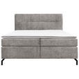 BOXSPRINGBETT 180/200 cm,  in Grau, Topper, H3 + H4 = fest + sehr fest  - Schwarz/Grau, Design, Textil/Metall (180/200cm) - Esposa