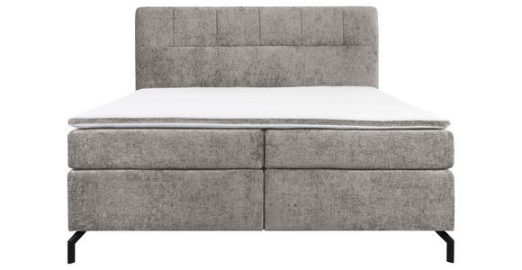 BOXSPRINGBETT 180/200 cm,  in Grau, Topper, H3 + H4 = fest + sehr fest  - Schwarz/Grau, Design, Textil/Metall (180/200cm) - Esposa