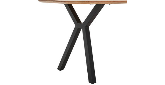 ESSTISCH Akazie massiv oval Naturfarben, Schwarz - Schwarz/Naturfarben, Design, Holz/Metall (200/100/76cm) - Carryhome