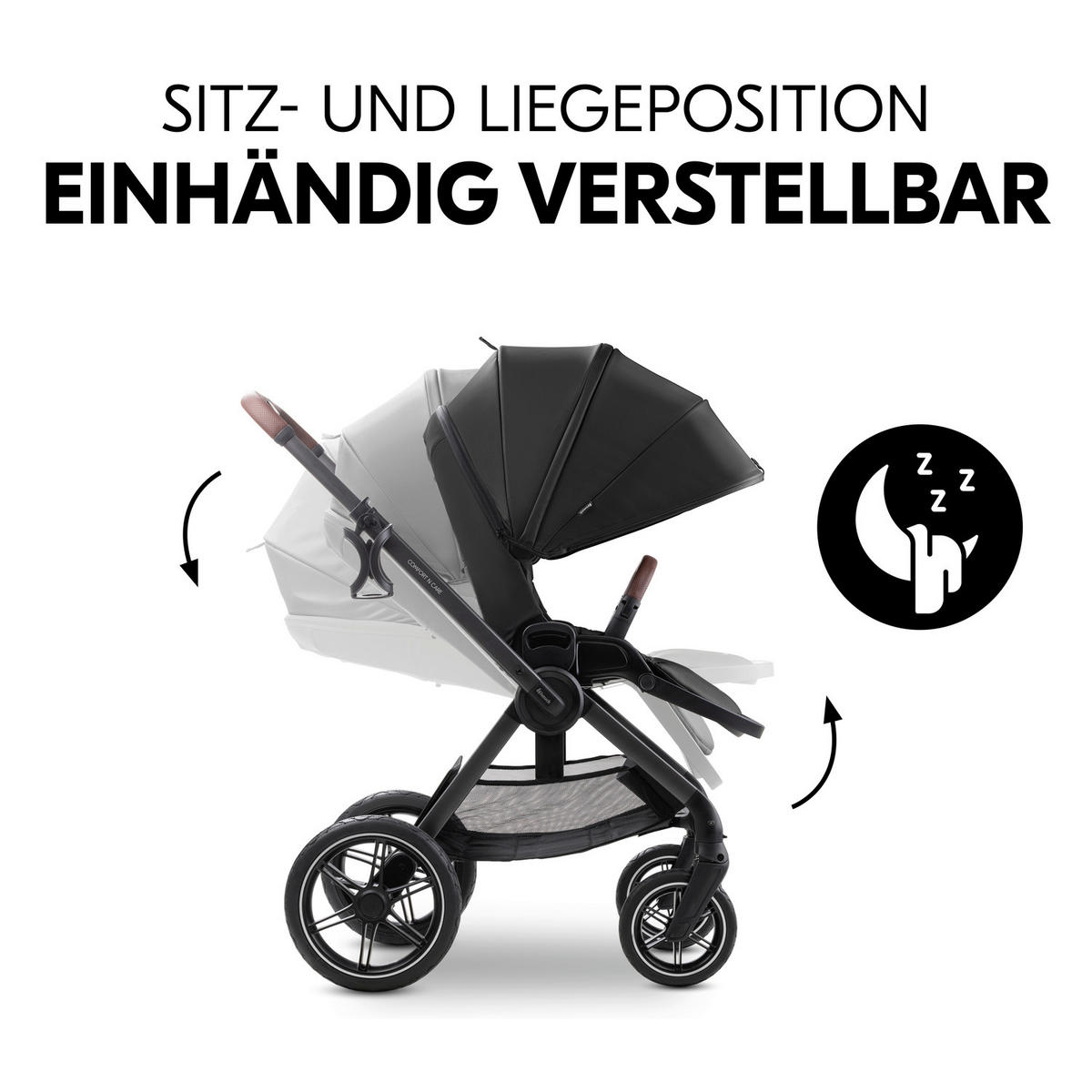 KOMBIKINDERWAGEN  Comfort N Care Set  Black  - Schwarz, Basics, Textil/Metall (59,5/114/99cm) - Hauck