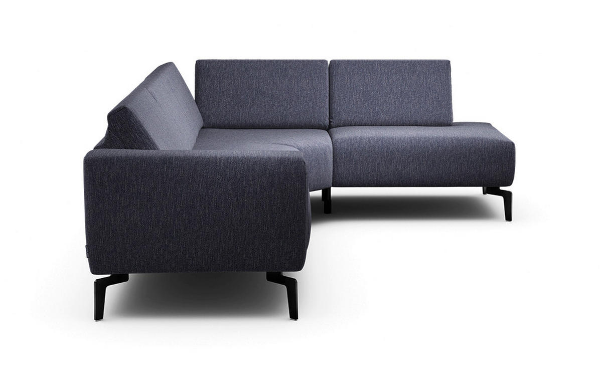ECKSOFA Cosy Blau Samt  - Blau/Schwarz, Design, Textil/Metall (256/193cm) - SENSOO