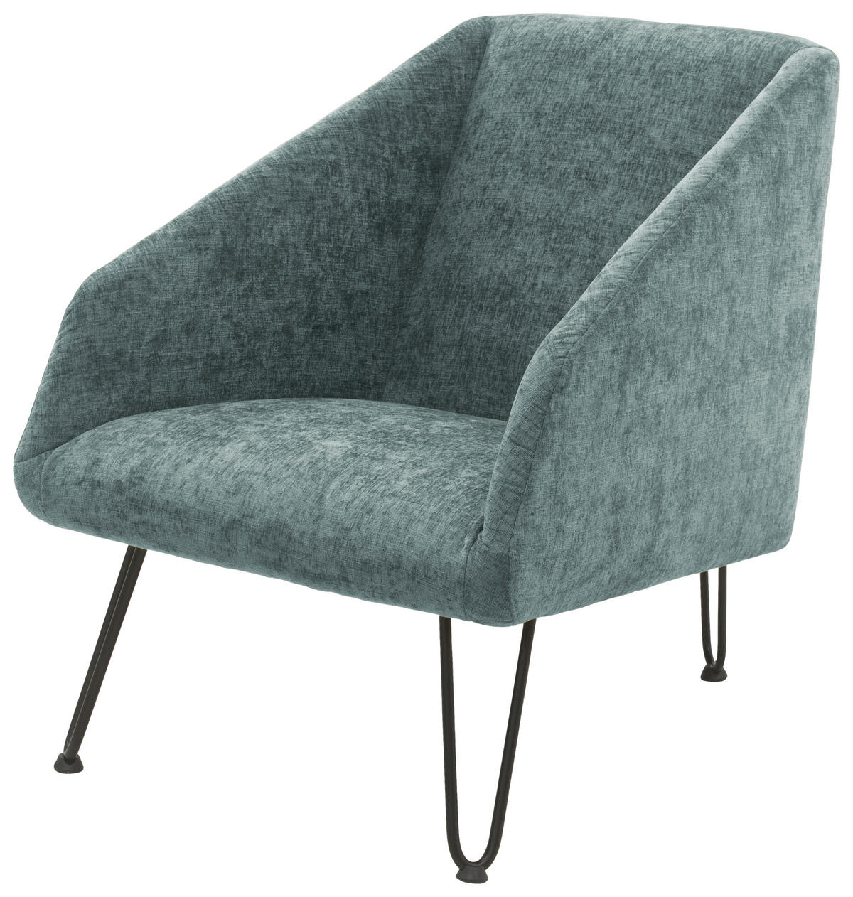 SESSEL in Chenille Blau  - Blau/Creme, Basics, Textil/Metall (60/71/83cm) - Livetastic