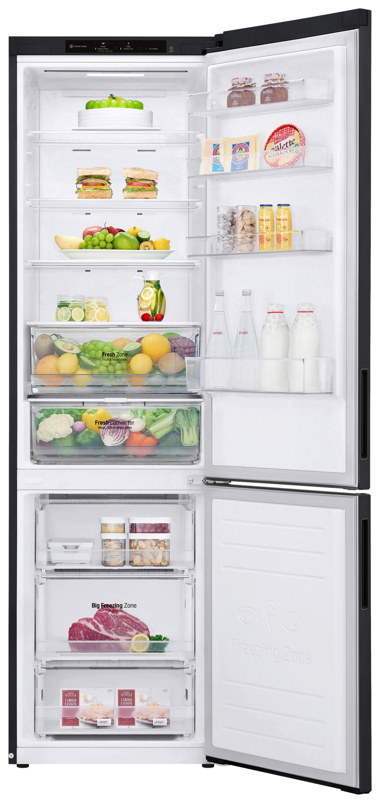 KÜHL-GEFRIER-KOMBINATION GBP62MCNCC1  - Anthrazit/Schwarz, Basics, Glas/Kunststoff (59.5/203/67.5cm) - LG