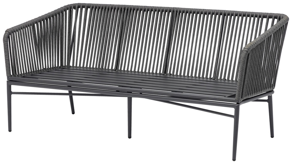 LOUNGEGARNITUR Aluminium  - Dunkelgrau/Anthrazit, MODERN, Kunststoff/Metall (185/65/75cm) - Ambia Garden