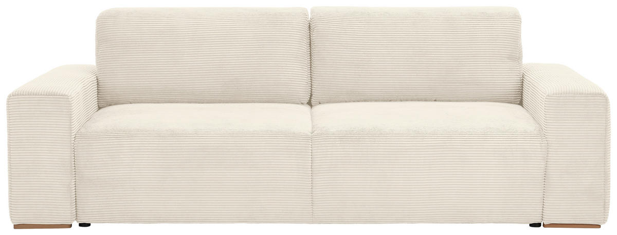 SCHLAFSOFA in Cord Creme  - Buchefarben/Creme, Konventionell, Holz/Kunststoff (255/86/123cm) - Livetastic
