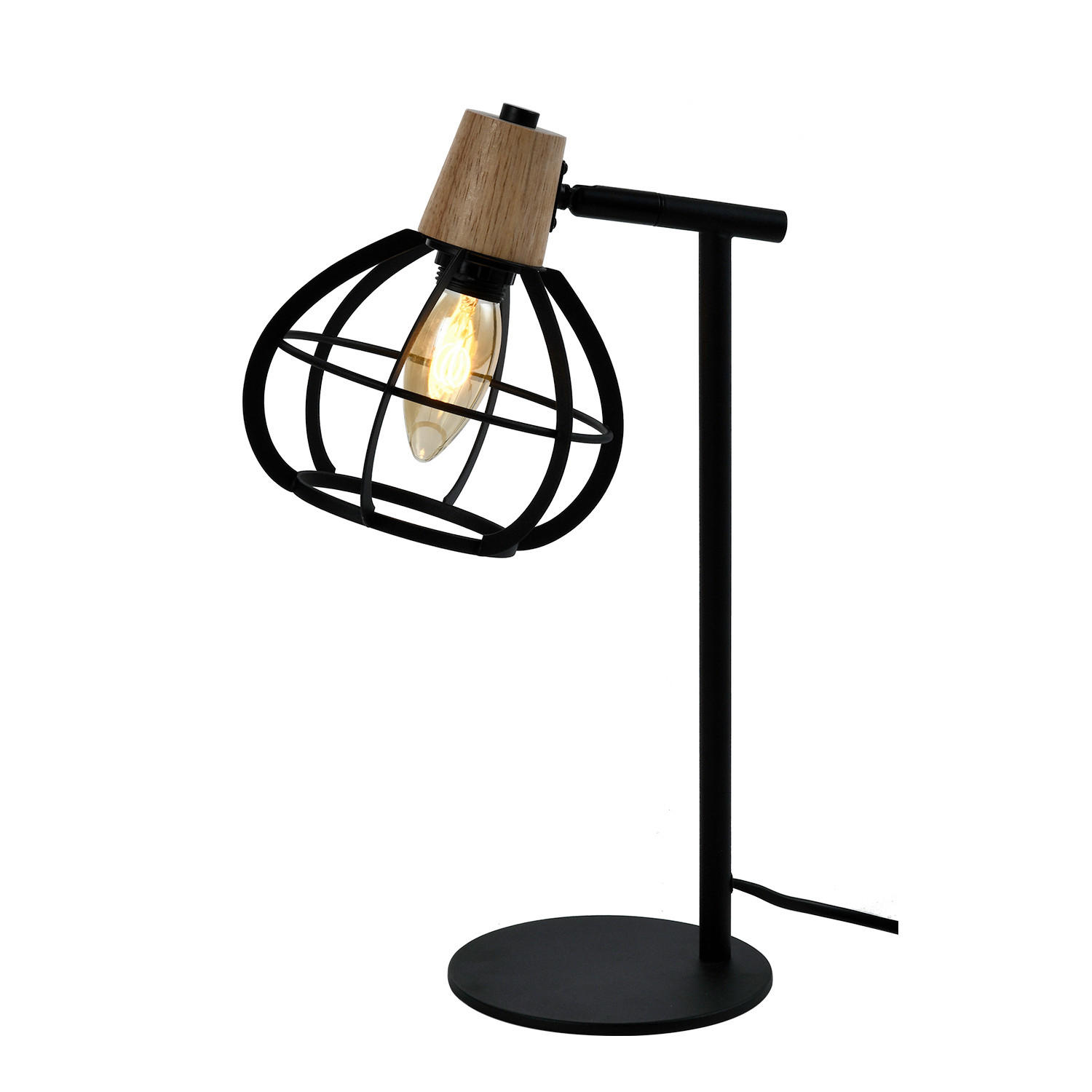 TISCHLEUCHTE 22/13/38 cm  - Schwarz/Akaziefarben, Design, Holz/Metall (22/13/38cm)