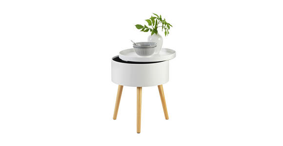 BEISTELLTISCH 38/38/48,5 cm Pinie teilmassiv Naturfarben, Weiß rund - Naturfarben/Weiß, Design, Holz/Holzwerkstoff (38/38/48,5cm) - Carryhome
