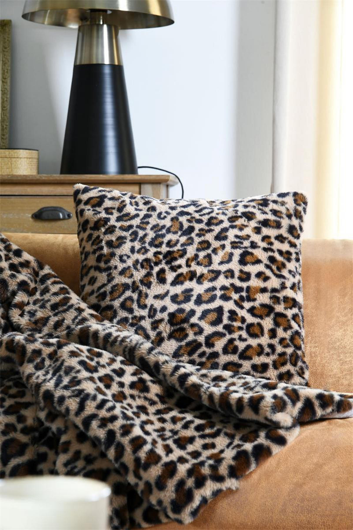 UKRASNI JASTUČIĆ   COZY  - smeđa/crna, Basics, tekstil (45/45cm)