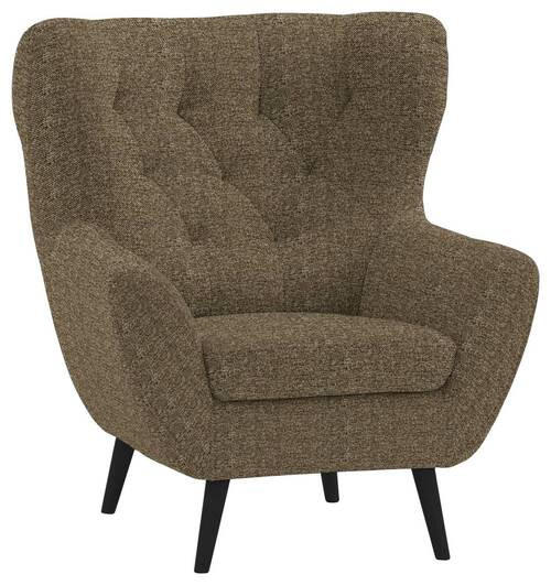 SESSEL in Flachgewebe Olivgrün  - Anthrazit/Schwarz, Design, Holz/Textil (87/101/95cm) - Stylife