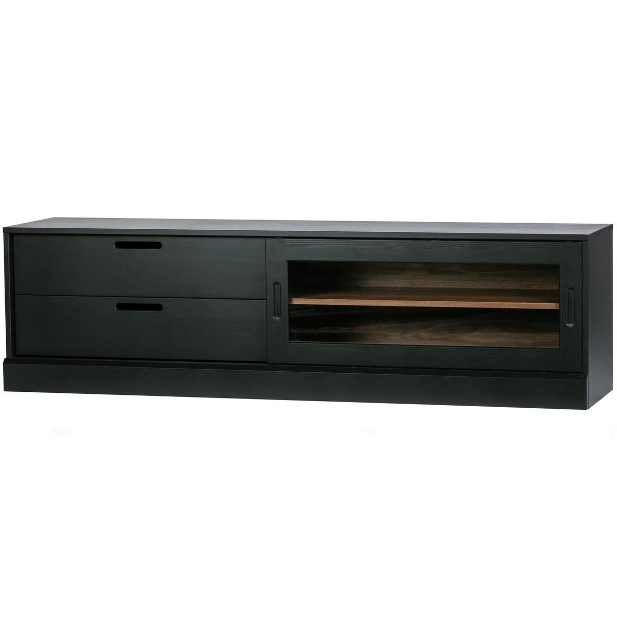 LOWBOARD James  in 180/50/42 cm  - Walnussfarben/Schwarz, Design, Holz (180/50/42cm) - Livetastic
