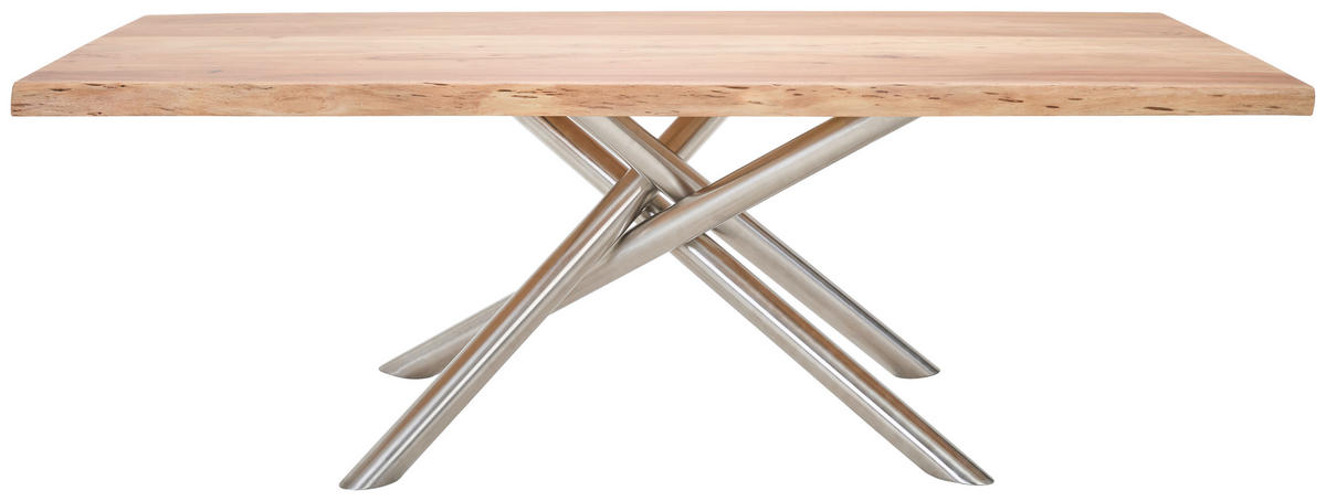 ESSTISCH in Holz, Metall 220/100/76 cm   - Edelstahlfarben/Naturfarben, Lifestyle, Holz/Metall (220/100/76cm) - Landscape
