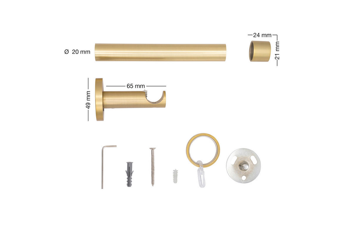 VORHANGSTANGENSET 130 cm  - Goldfarben, Basics, Metall (130cm)