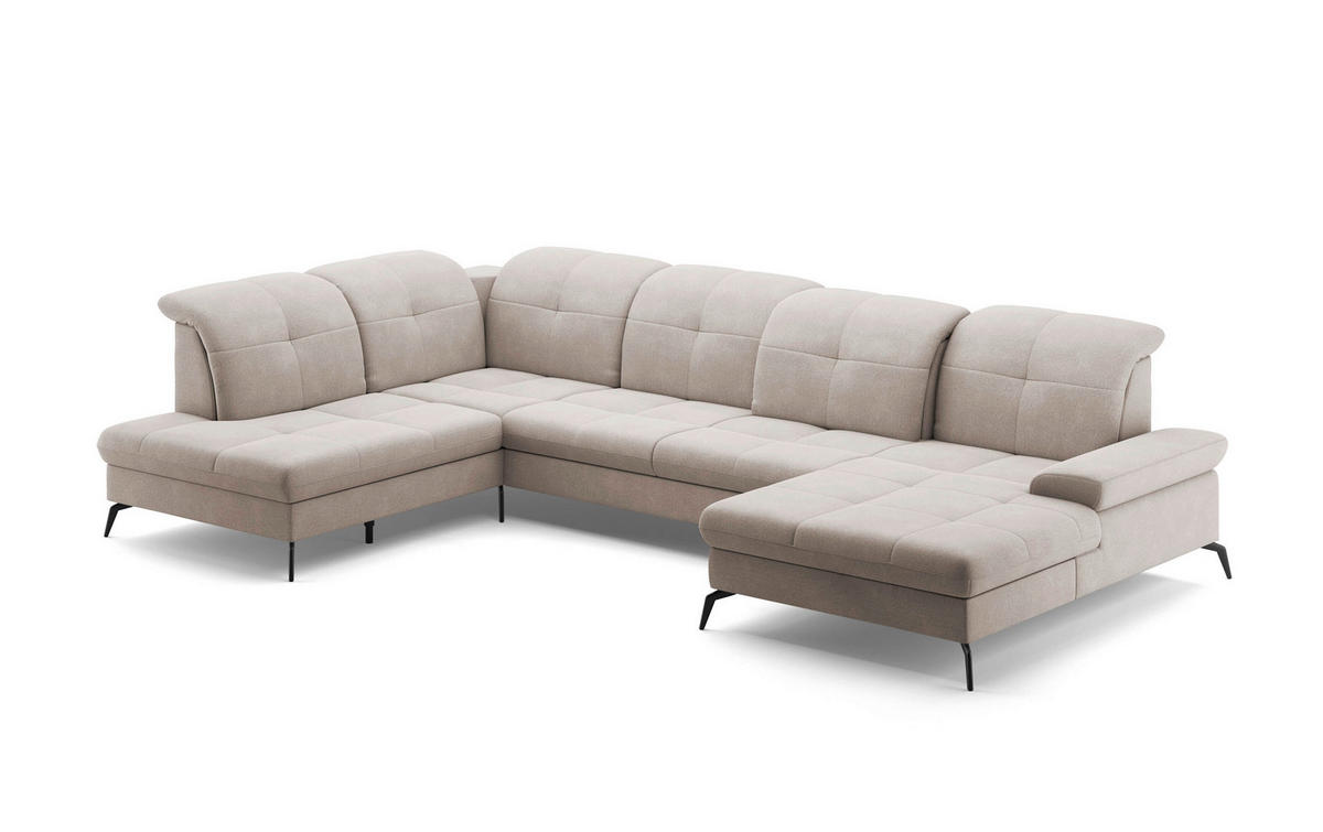 WOHNLANDSCHAFT in Flachgewebe Greige  - Greige/Schwarz, Konventionell, Textil/Metall (231/357/185cm) - Sit & More