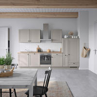 KÜCHENBLOCK Cascada 330 cm  in Grau, Eiche dunkel  - Eiche dunkel/Schwarz, MODERN, Holzwerkstoff/Metall (330cm) - Nobilia
