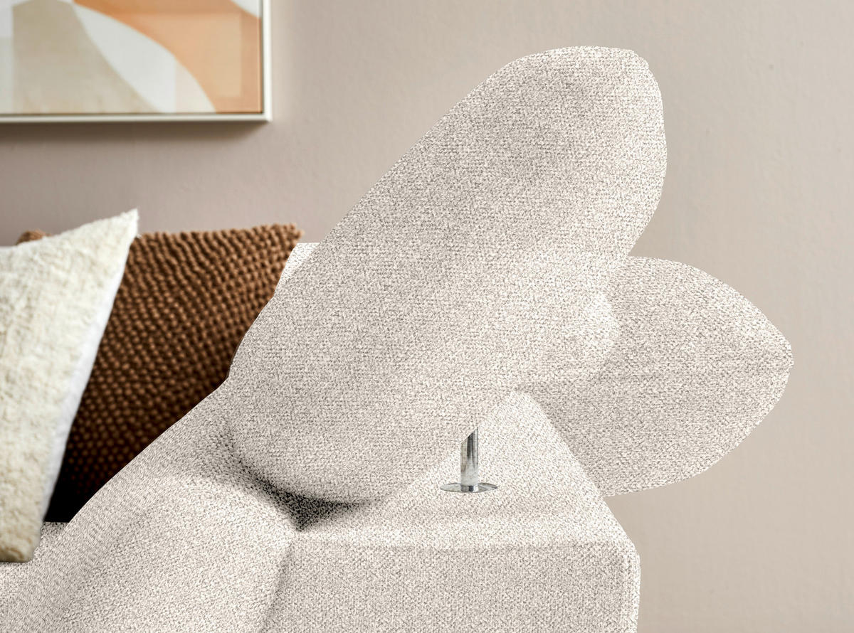 ECKSOFA in Bouclé Creme  - Eichefarben/Creme, Modern, Holz/Textil (287/212cm) - Valnatura