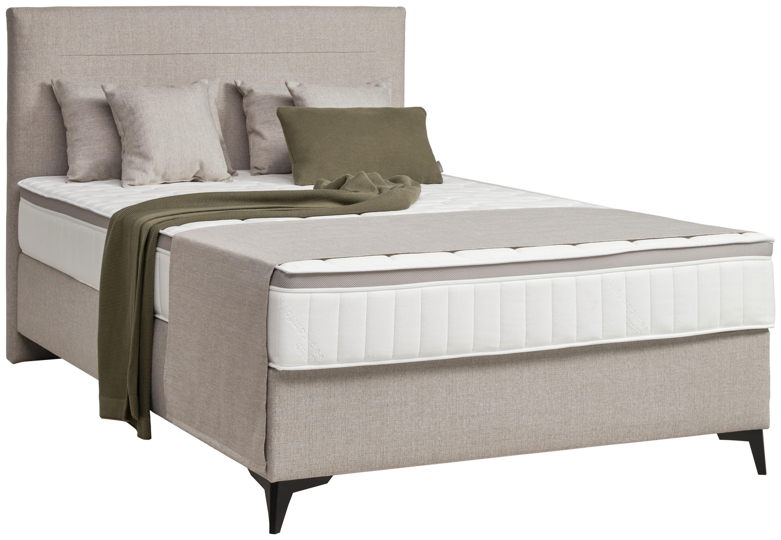BOXSPRINGBETT 140/200 cm  in Beige  - Beige/Schwarz, Design, Kunststoff/Textil (140/200cm) - Hom`in