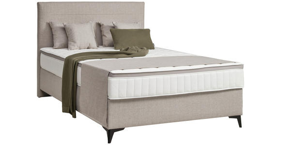 BOXSPRINGBETT 140/200 cm  in Beige  - Beige/Schwarz, Design, Kunststoff/Textil (140/200cm) - Hom`in