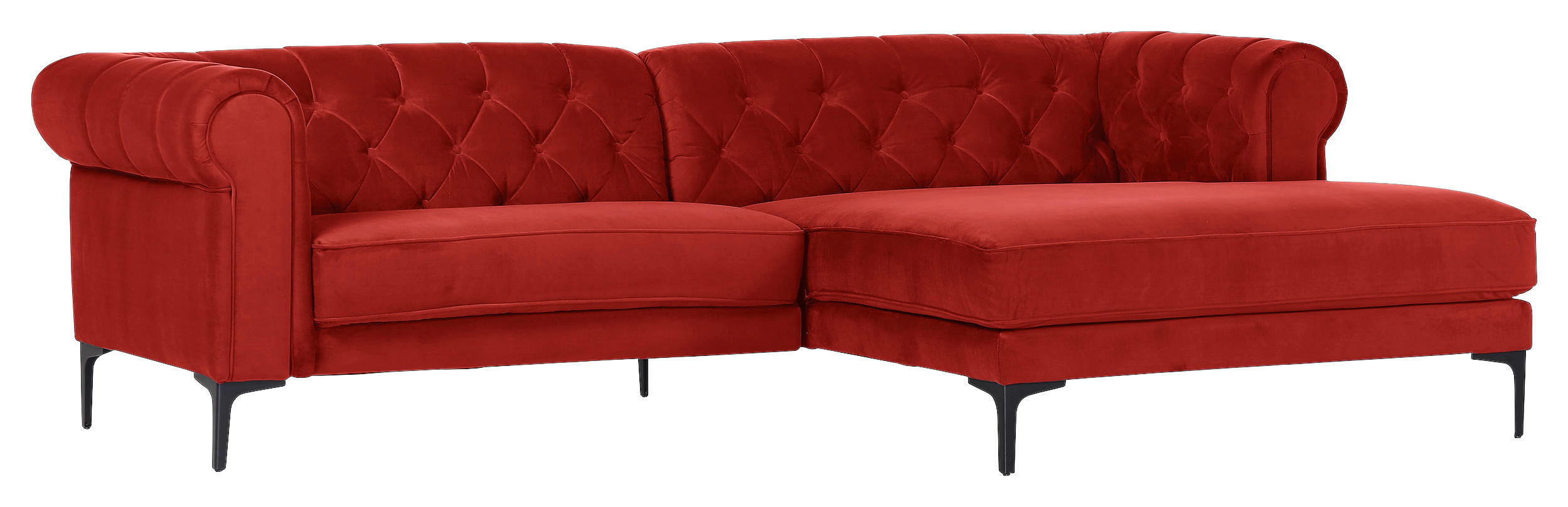 CHESTERFIELD-WOHNLANDSCHAFT Rot Samt - Rot/Schwarz, Design, Textil/Metall (260/155cm) - Carryhome