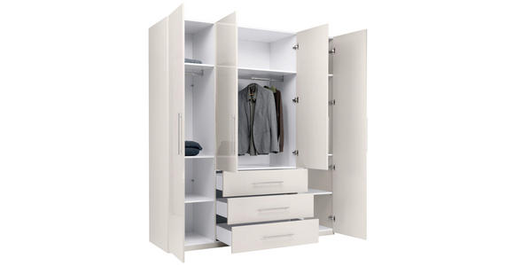 KLEIDERSCHRANK 196/219/59 cm,  in Kaschmir, 4-türig  - Kaschmir/Alufarben, KONVENTIONELL, Holzwerkstoff/Metall (196/219/59cm) - Carryhome
