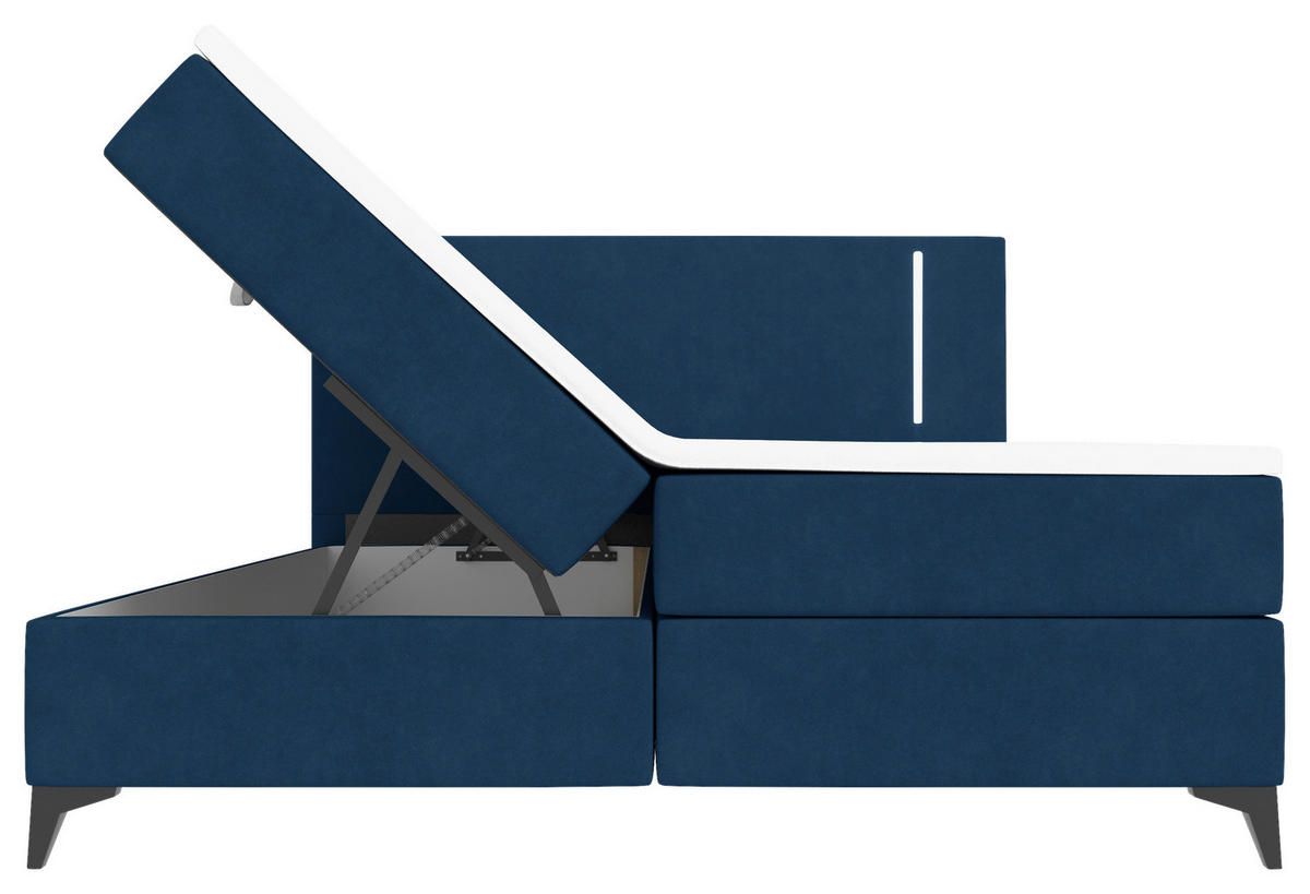BOXBETT 160/200 cm  in Dunkelblau  - Schwarz/Dunkelblau, KONVENTIONELL, Textil/Metall (160/200cm) - Modante