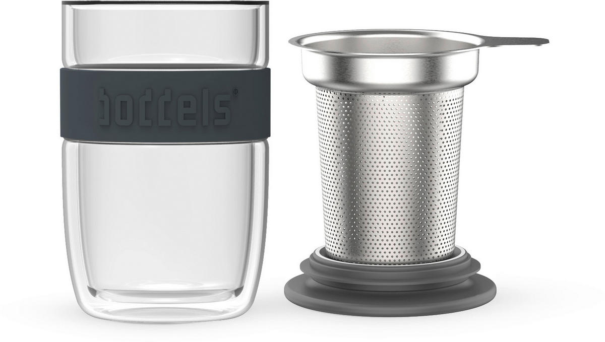 TEA-FOR-ONE-SET BODDELS  - Transparent/Anthrazit, Basics, Glas/Keramik (380ml) - Boddels