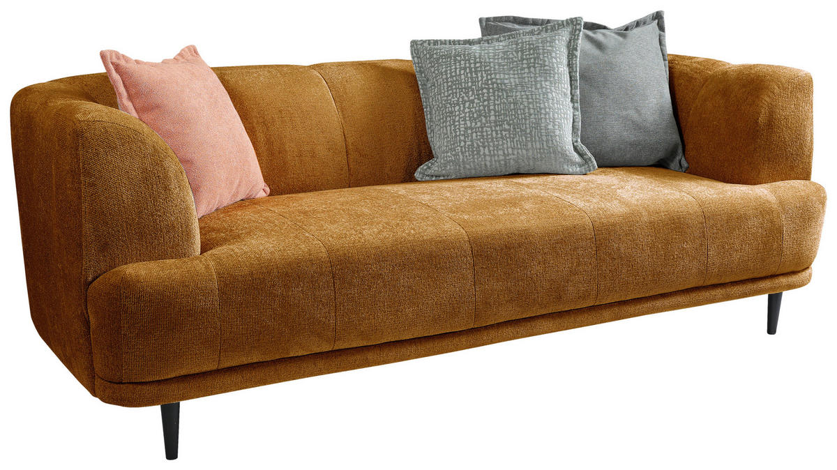 3-SITZER-SOFA in Flachgewebe Goldfarben  - Goldfarben/Schwarz, Design, Textil/Metall (226/77/106cm) - MID.YOU
