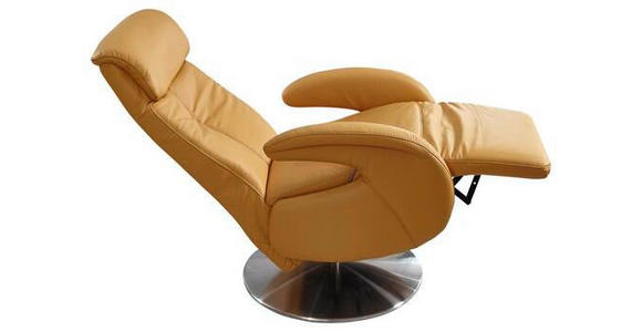 RELAXSESSEL in Leder Gelb  - Edelstahlfarben/Gelb, Design, Leder/Metall (70/110/80cm) - Cantus